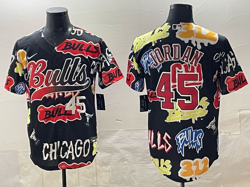 Men Chicago Bulls Nike #45 Jordan black NBA 2025 Jersey style 05